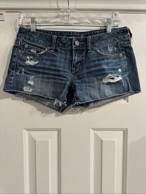 Y2K 2000s American Eagle Low Rise Denim Shorts Distressed Women’s 4